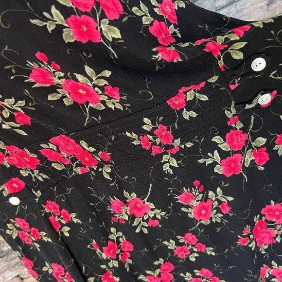 Floral Black and Pink Women's Dress - Picture 3 of 12